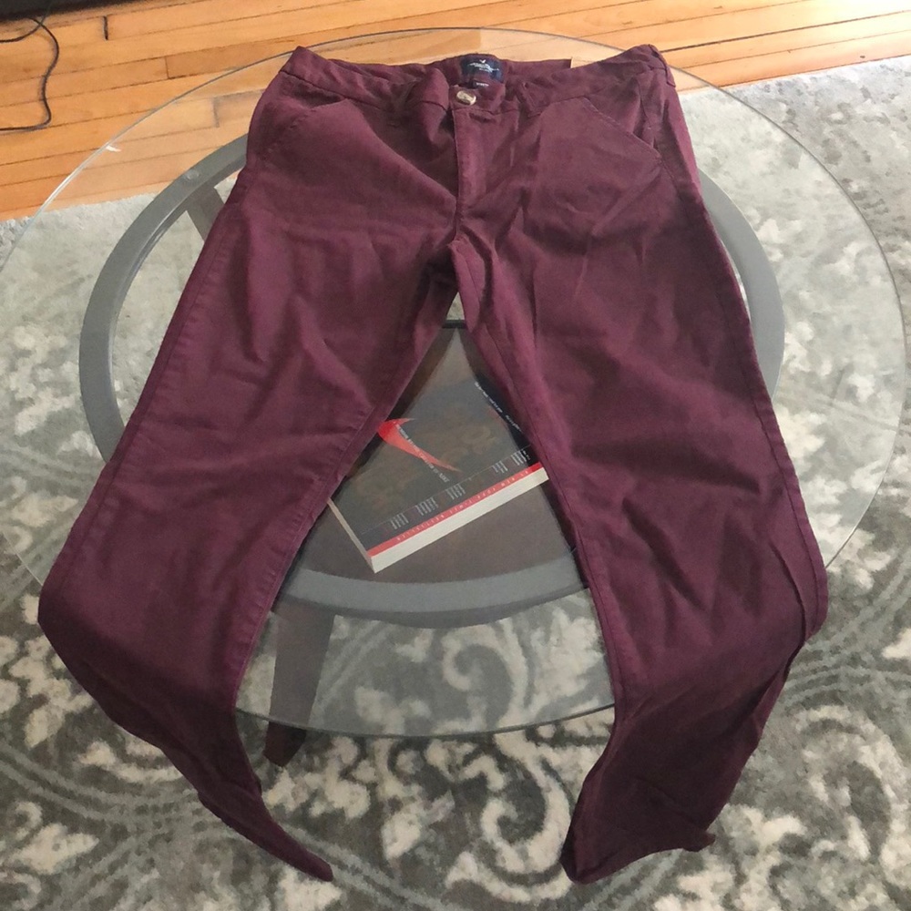 Burgundy Straight Leg Pants